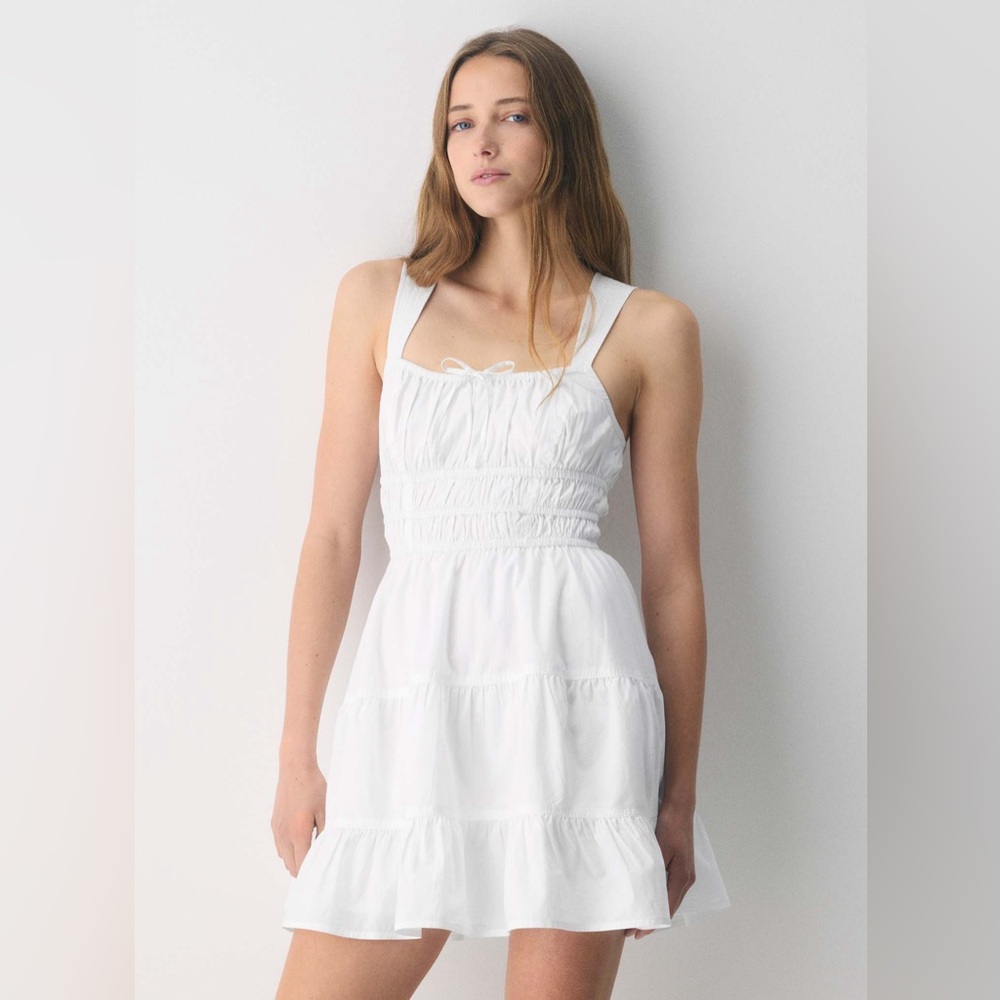 Aritzia Sunday Best Martine tiered cotton poplin mini dress size M